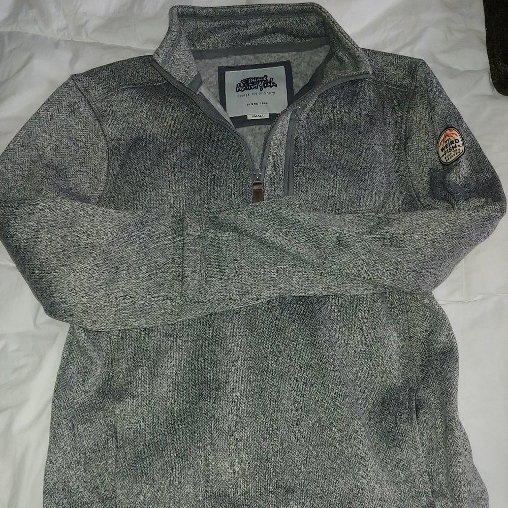 Weird Fish Winter Warm Sweatshirt Men's UK Small Gray tweed Henley 1/2 Zip Fit